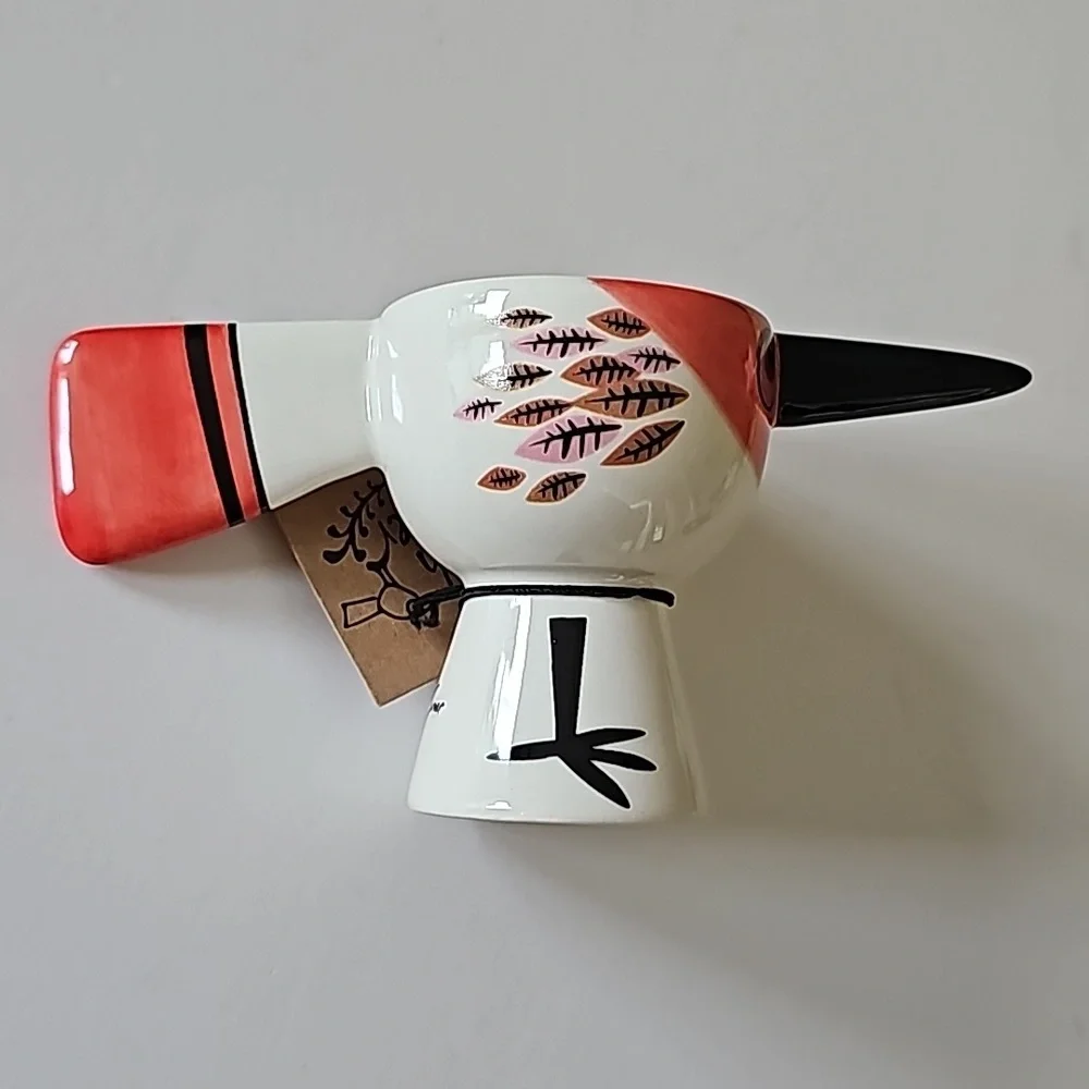 NWT Anthropologie Hannah Turner Red Bird Stoneware Eggcup - Picture 2 of 9